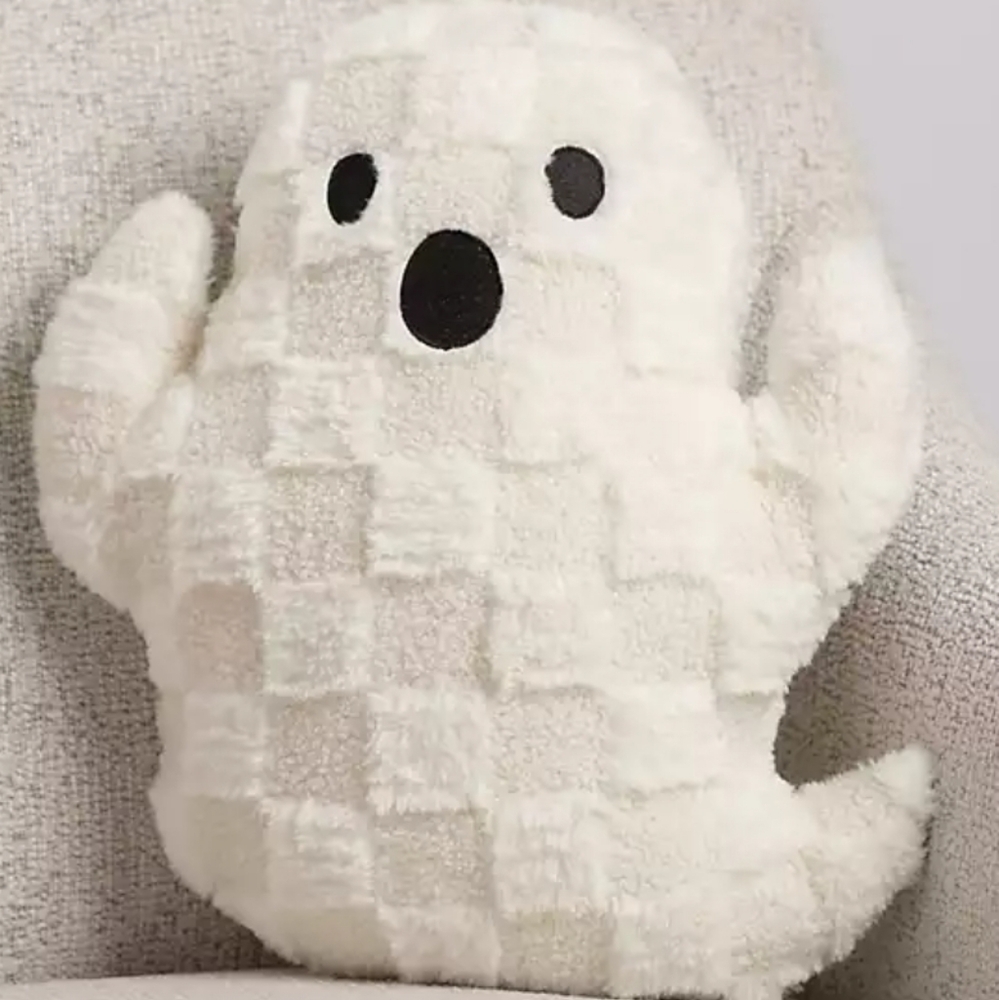 Kirklands Ghost Pillow Checkered White Halloween 2025 Christmas Gift